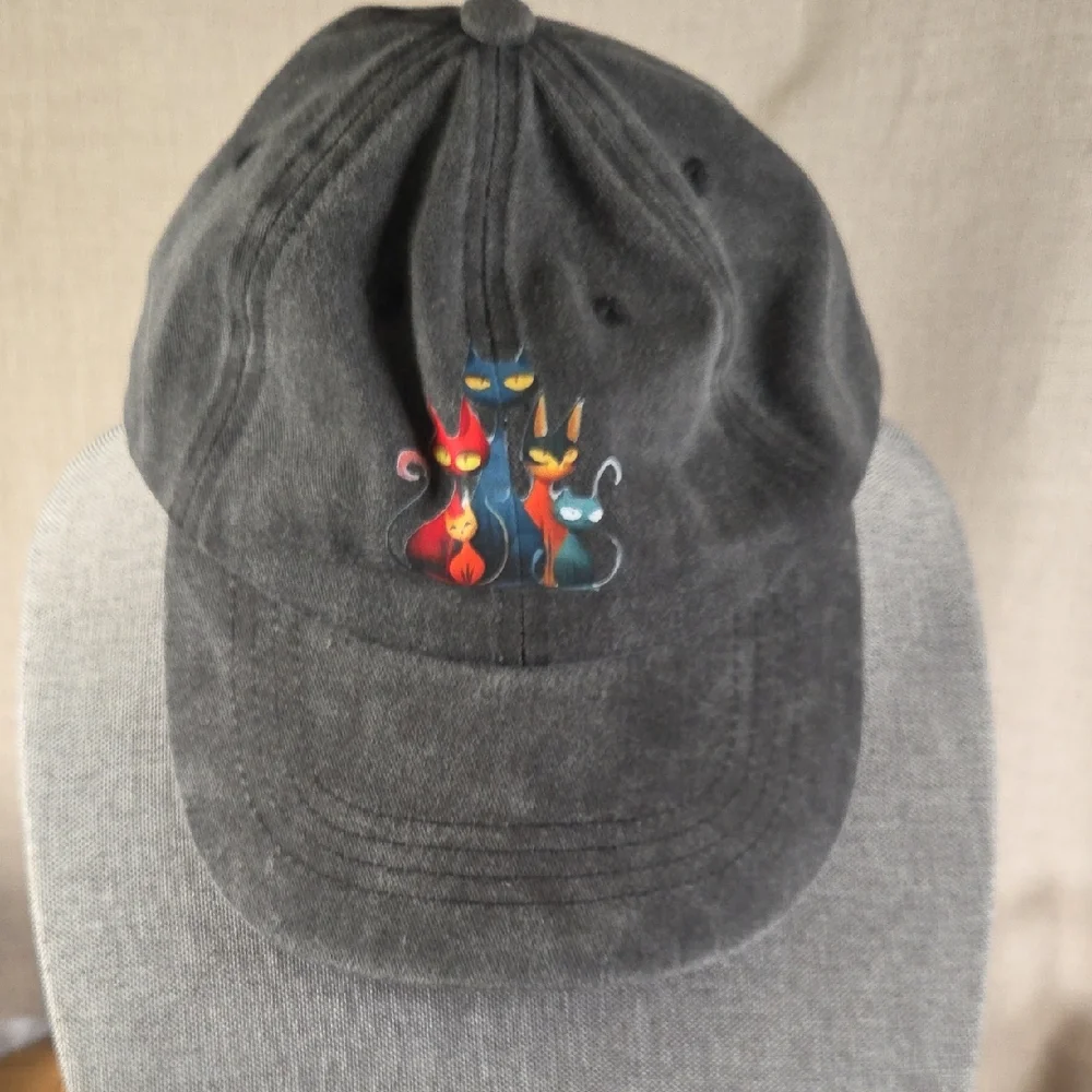 Kids' Black Cat Embroidered Cap